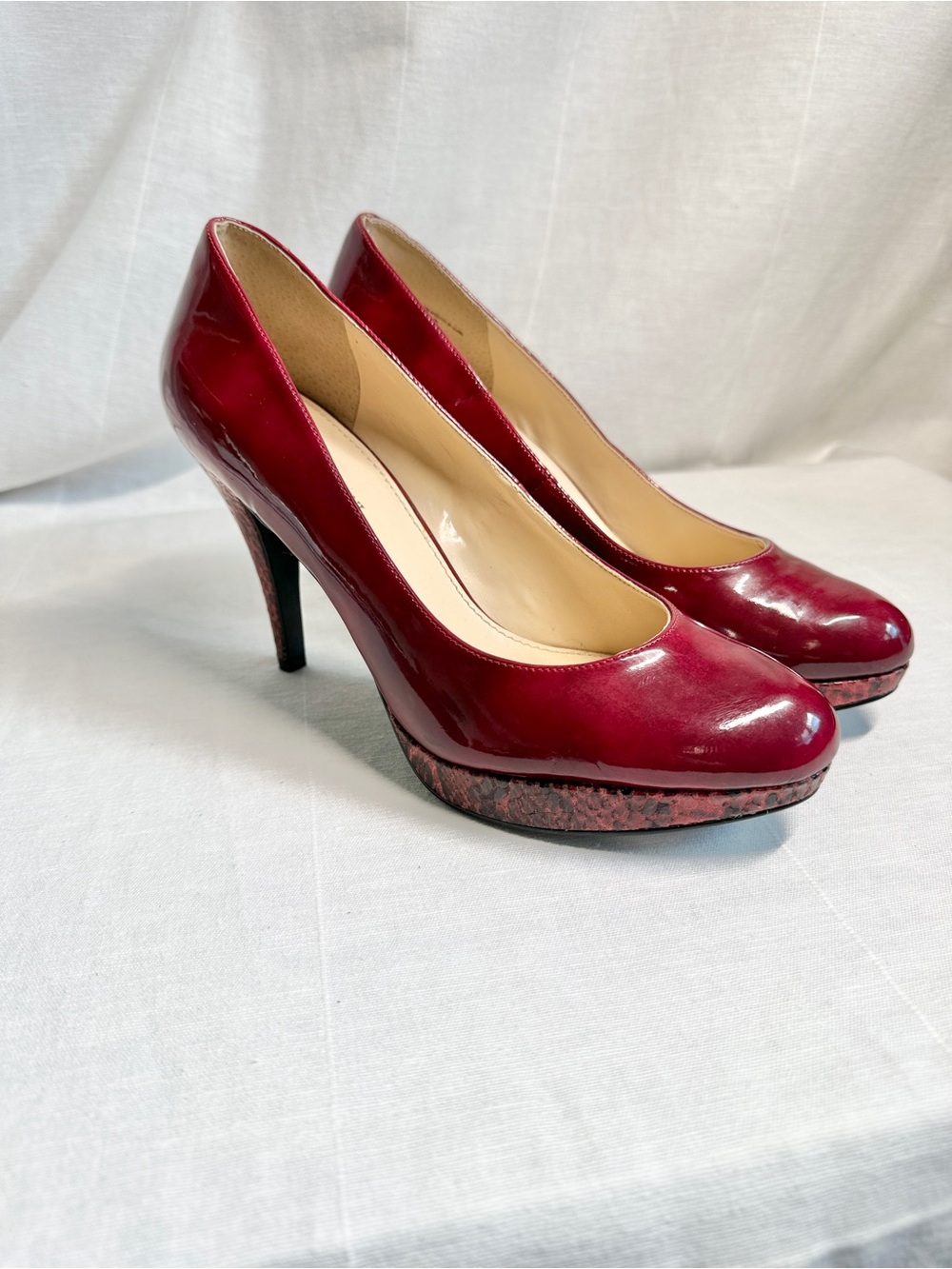 Enzo Angiolini Women's Wine Patent Round-Toe Pumps
